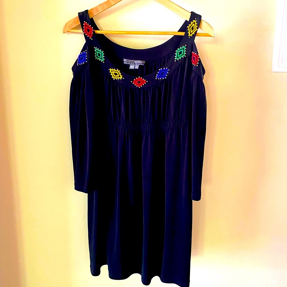 Boston Proper beaded black short dress